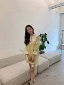 韩国秋季新款时尚娃娃领碎花宽松版休闲连衣裙