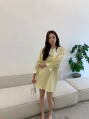韩国秋季新款时尚娃娃领碎花宽松版休闲连衣裙