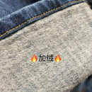 韩国冬季新款 撞色裤兜*加绒品质*牛仔裤