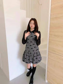 韩国秋冬新款 时尚蝴蝶图案减龄连衣裙