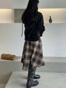 韩国秋季新款 时尚格纹衬衫式品质半身裙