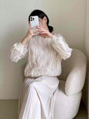 韩国春季新款 时尚蕾丝休闲百搭休闲衫