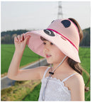 春夏新款韩版儿童卡通夏季儿童空顶帽户外遮阳防晒帽子女孩卡通可爱大檐渔夫帽