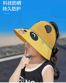春夏新款韩版儿童卡通夏季儿童空顶帽户外遮阳防晒帽子女孩卡通可爱大檐渔夫帽