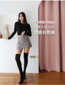 韩国GAMSUNGTEX时尚拼接加绒压力瘦腿袜防勾丝Overknee