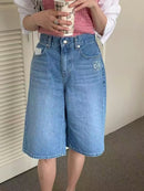 韩国夏季新款 时尚刺绣*品质*6分牛仔裤